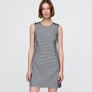 Gap × DÔEN Responsibly Made Sleeveless Navy Denim Gingham Mini Dress 10 NWT